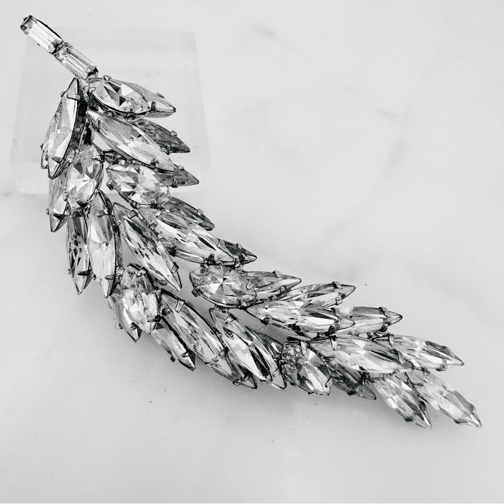Vintage Regency Jewels Brooch Pin Signed Clear Facet Navette Rhinestone 50s 60s